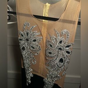 Velvet Black Dress Bedazzled Custom
